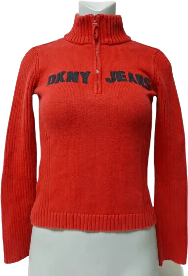 00's Ribbed Zip Turtleneck Sweater by DKNY Jeans