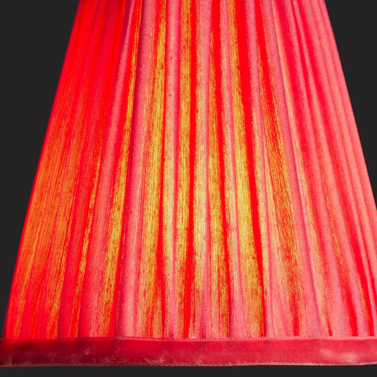 14cm wizard hat shade with candle clip in ruby silk with velvet tape