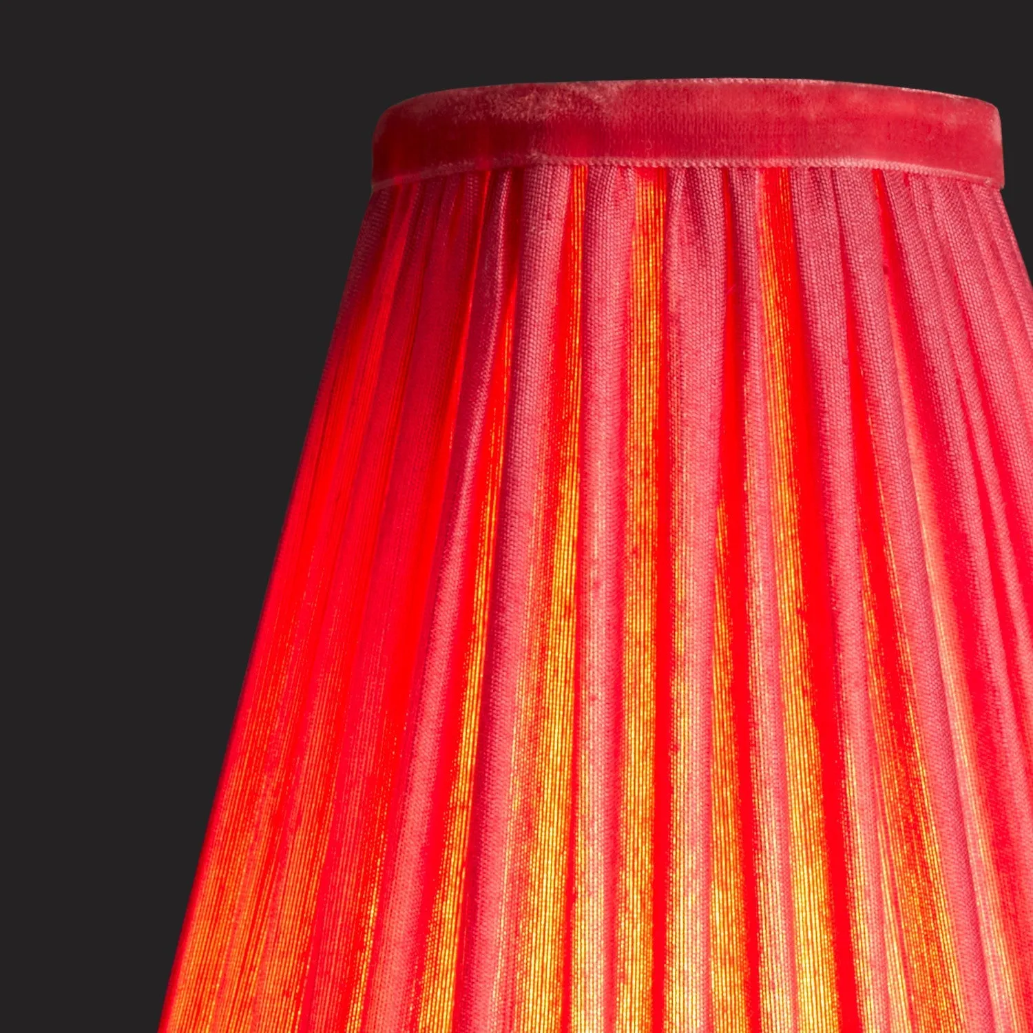 14cm wizard hat shade with candle clip in ruby silk with velvet tape