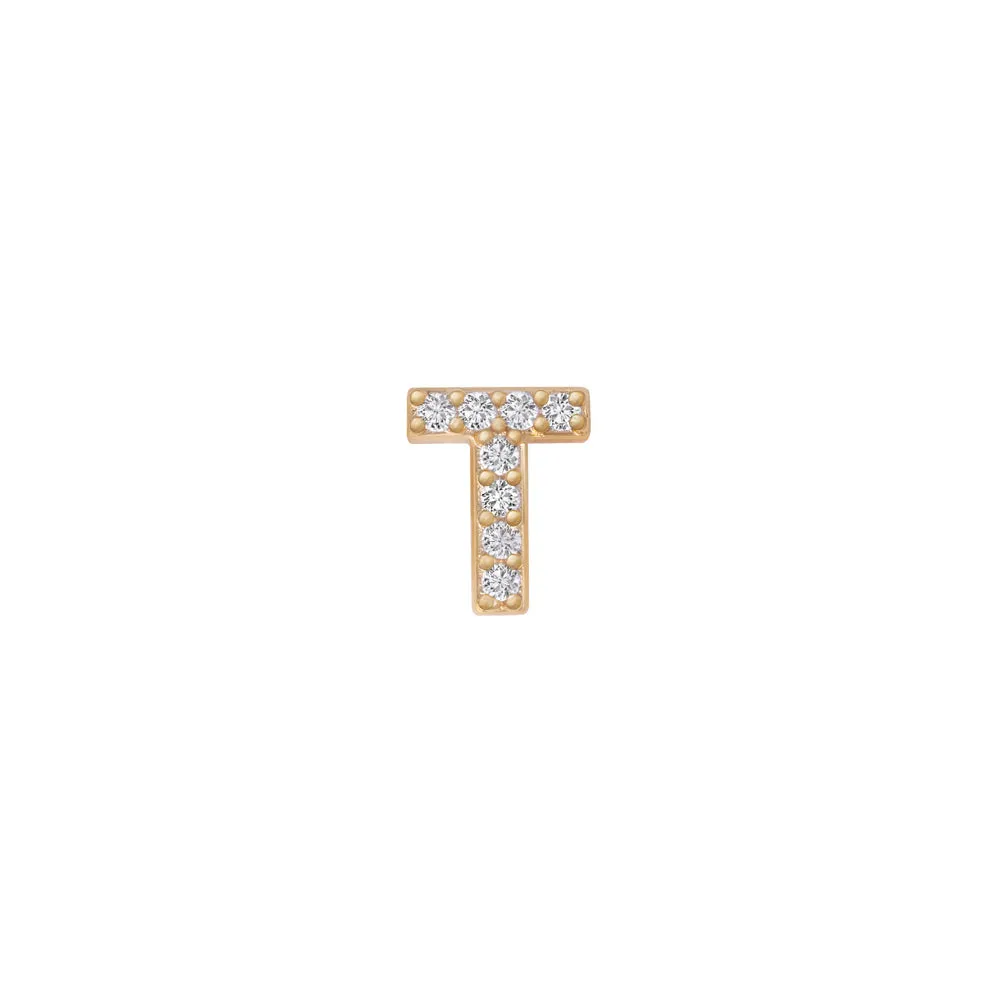 14k Skinny T Charm ( Yellow)