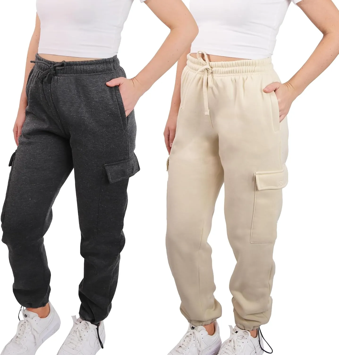 [2 Pack] Cargo Jogger Pants for Women Casual Lounge Sweatpants Ultimate Comfort and Super Soft Feel