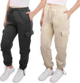 [2 Pack] Cargo Jogger Pants for Women Casual Lounge Sweatpants Ultimate Comfort and Super Soft Feel
