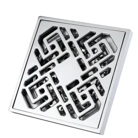 4" By 4" Copper Bathroom Accessory Square Floor Drain In Chrome Finish