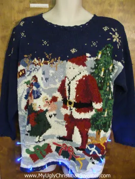 80s Awesome Busy Ugly Christmas Sweater with Lights