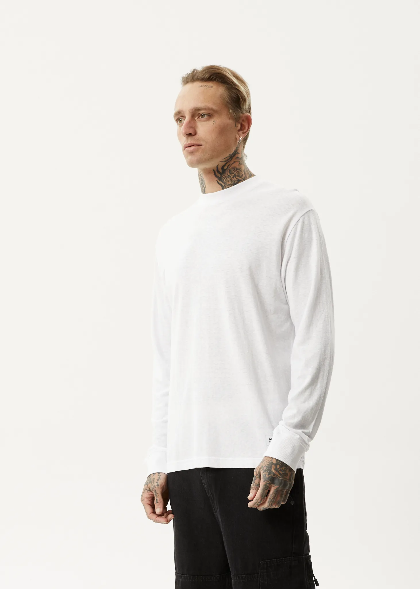 AFENDS Mens Essential - Long Sleeve Tee - White