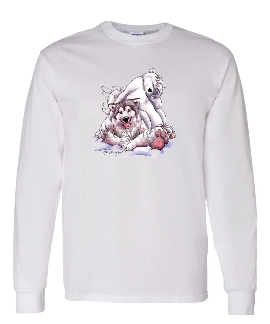 Alaskan Malamute - With-polar-bear - Caricature - Long Sleeve T-Shirt