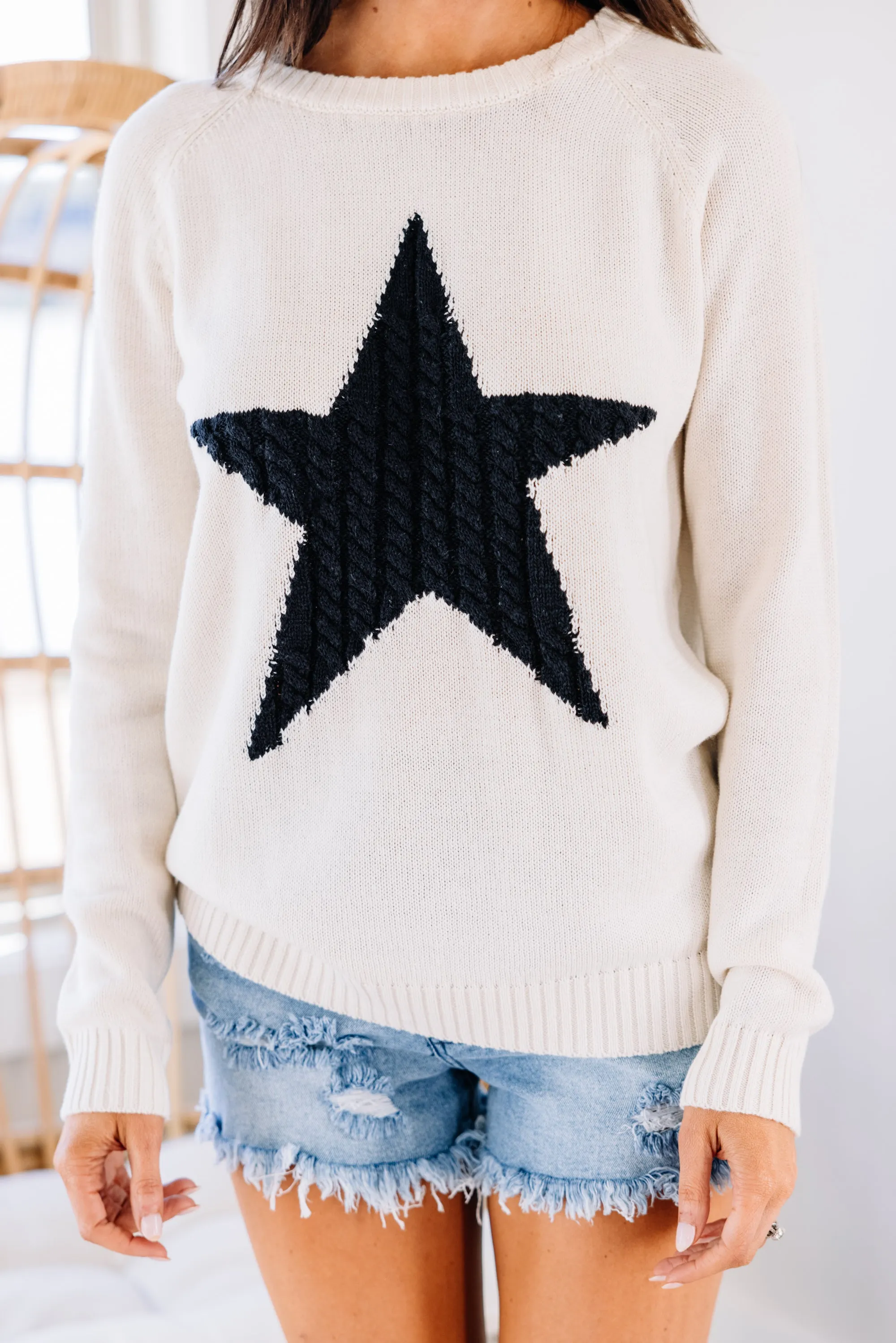 All For Love Oatmeal and Black Star Sweater