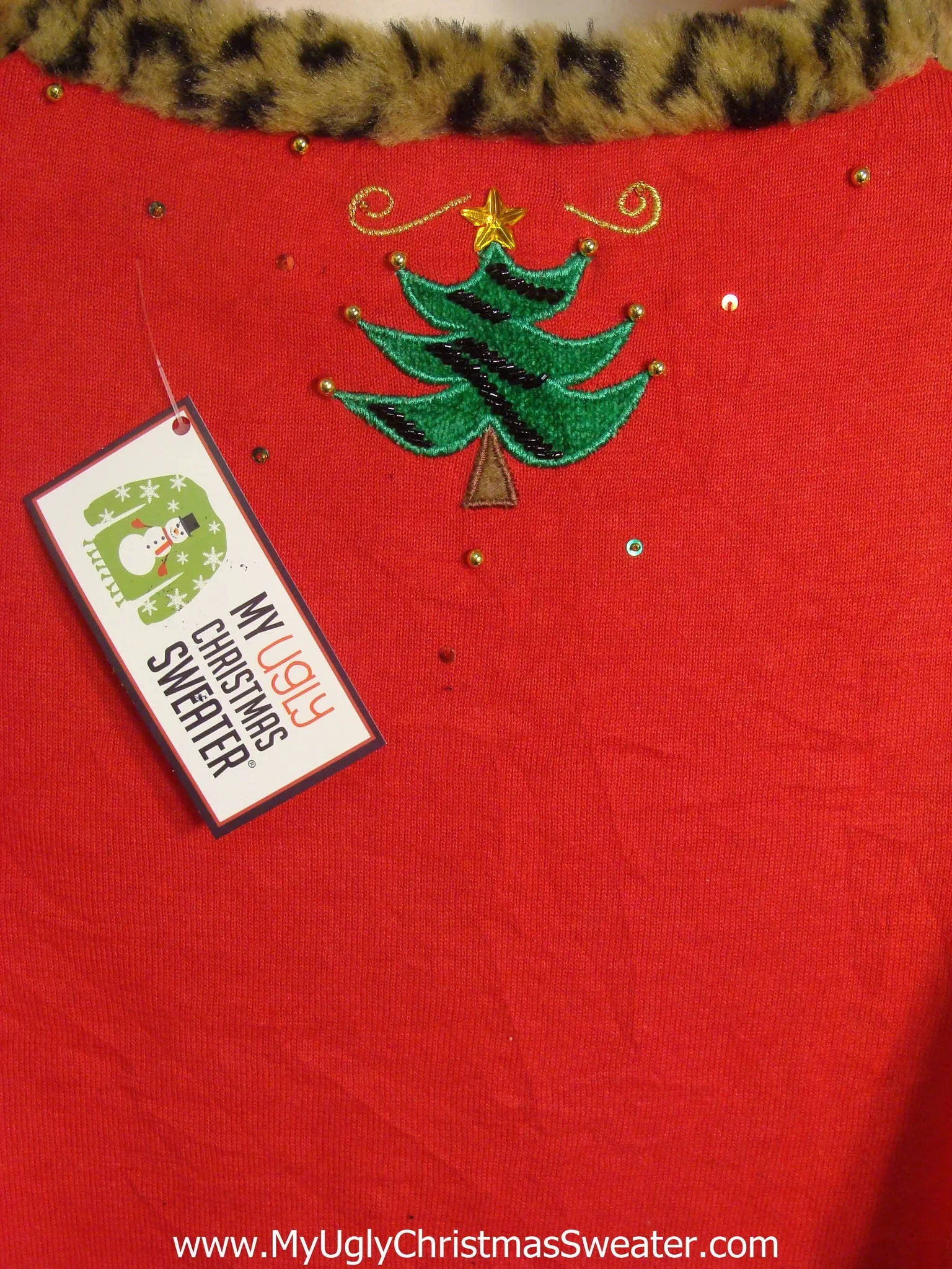 Animals Patterned Trees and Presents Ugly Christmas Sweater