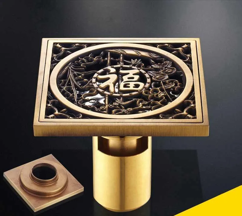 Antique Brass Unique Style Bathroom Shower Drain