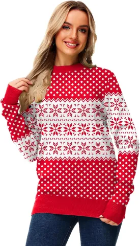 AOBUTE Women Winter Sweater Funny Printed Long Sleeve Holiday Knit Pullover