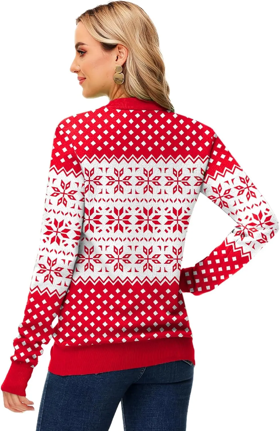 AOBUTE Women Winter Sweater Funny Printed Long Sleeve Holiday Knit Pullover