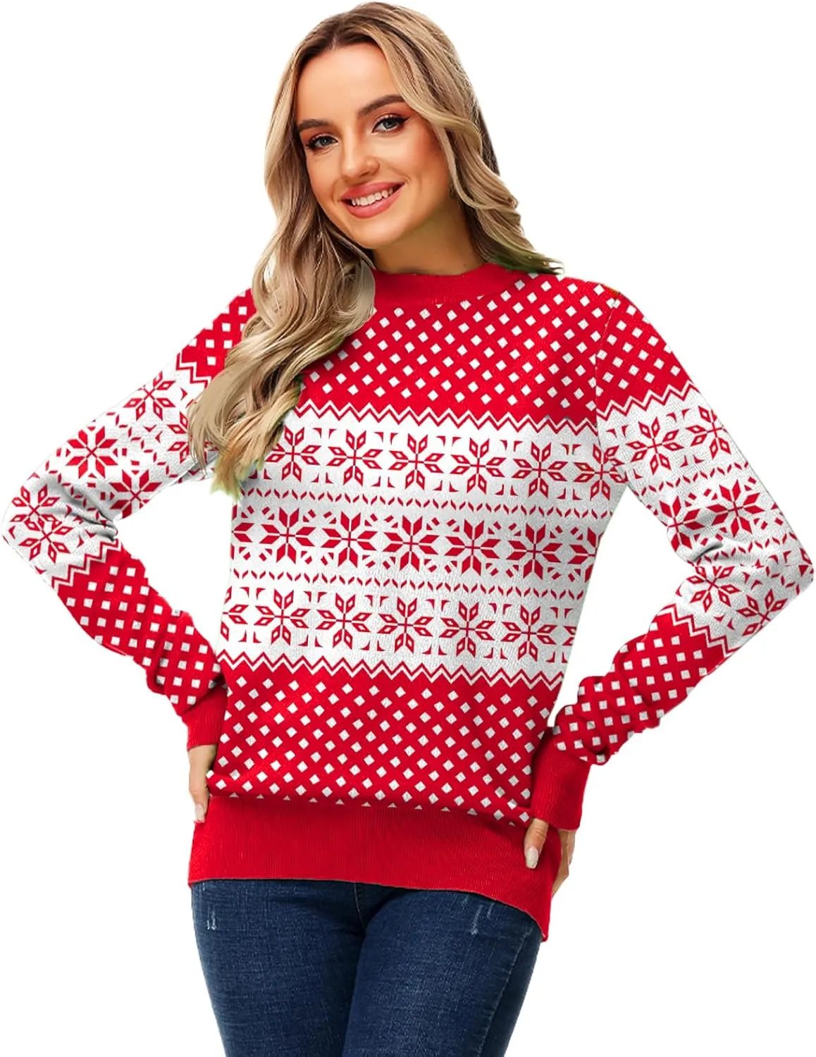 AOBUTE Women Winter Sweater Funny Printed Long Sleeve Holiday Knit Pullover