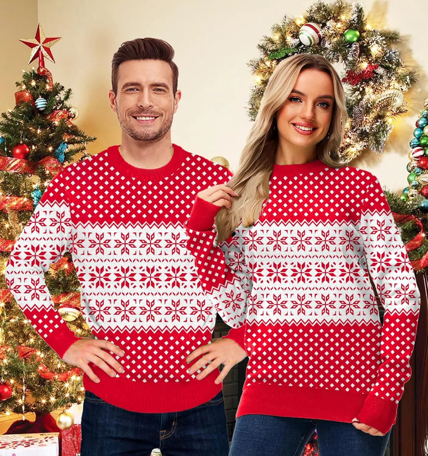 AOBUTE Women Winter Sweater Funny Printed Long Sleeve Holiday Knit Pullover