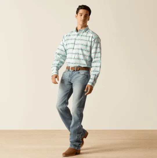 Ariat Men's Jefferson Ice Green Aztec Classic Fit Long Sleeve Western Shirt 10051495