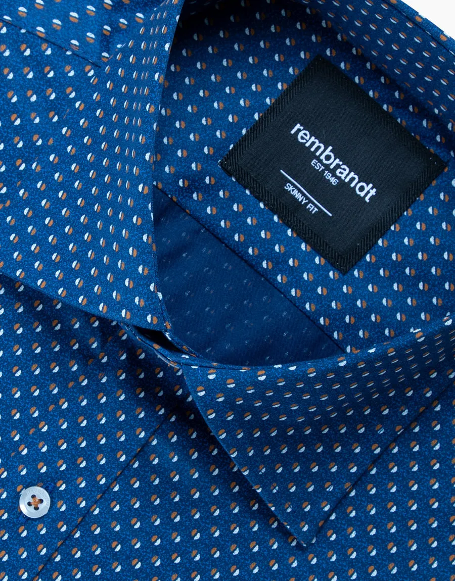 Banks Blue, Orange & White Dot Print Shirt