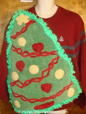 Best Red Crewneck Funny Ugly Christmas Sweater with Huge Tree