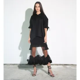 Black Cotton Oversized Shirt
