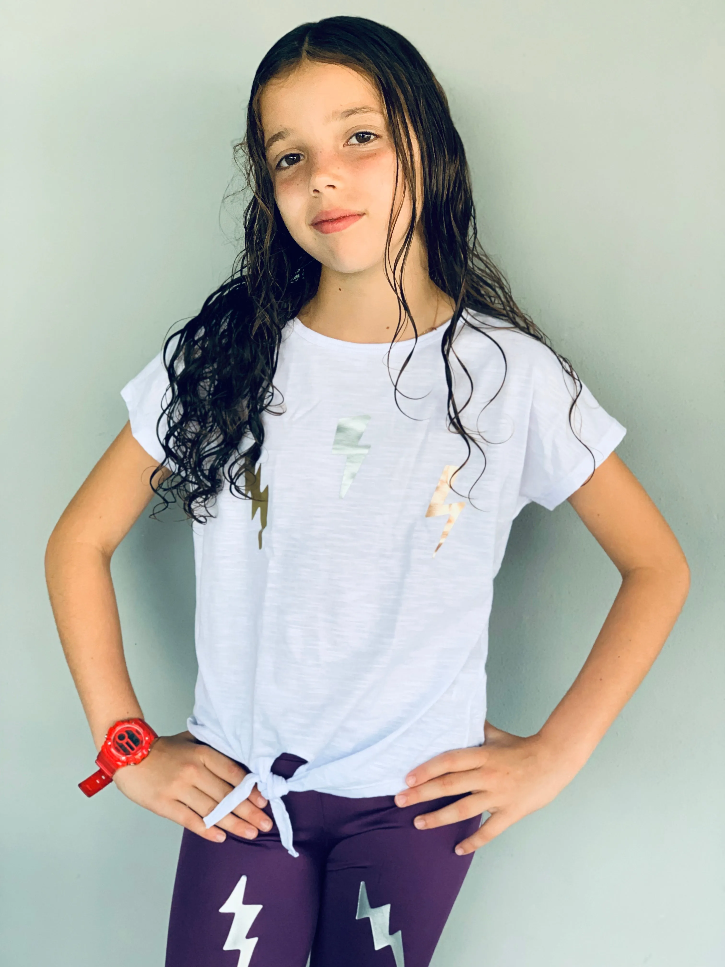 Bolts Silver Gold Rose Gold White Tie Tank