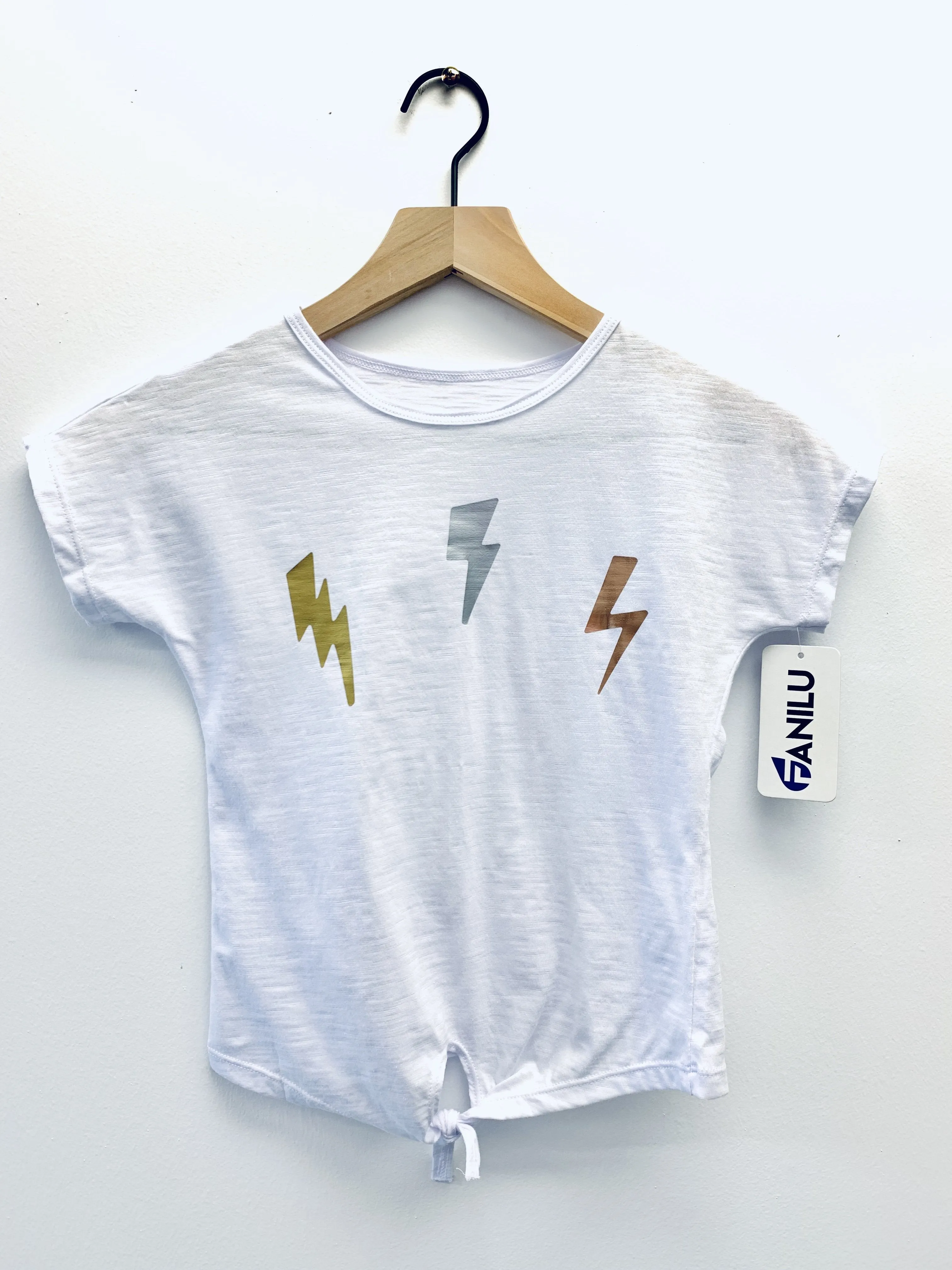 Bolts Silver Gold Rose Gold White Tie Tank