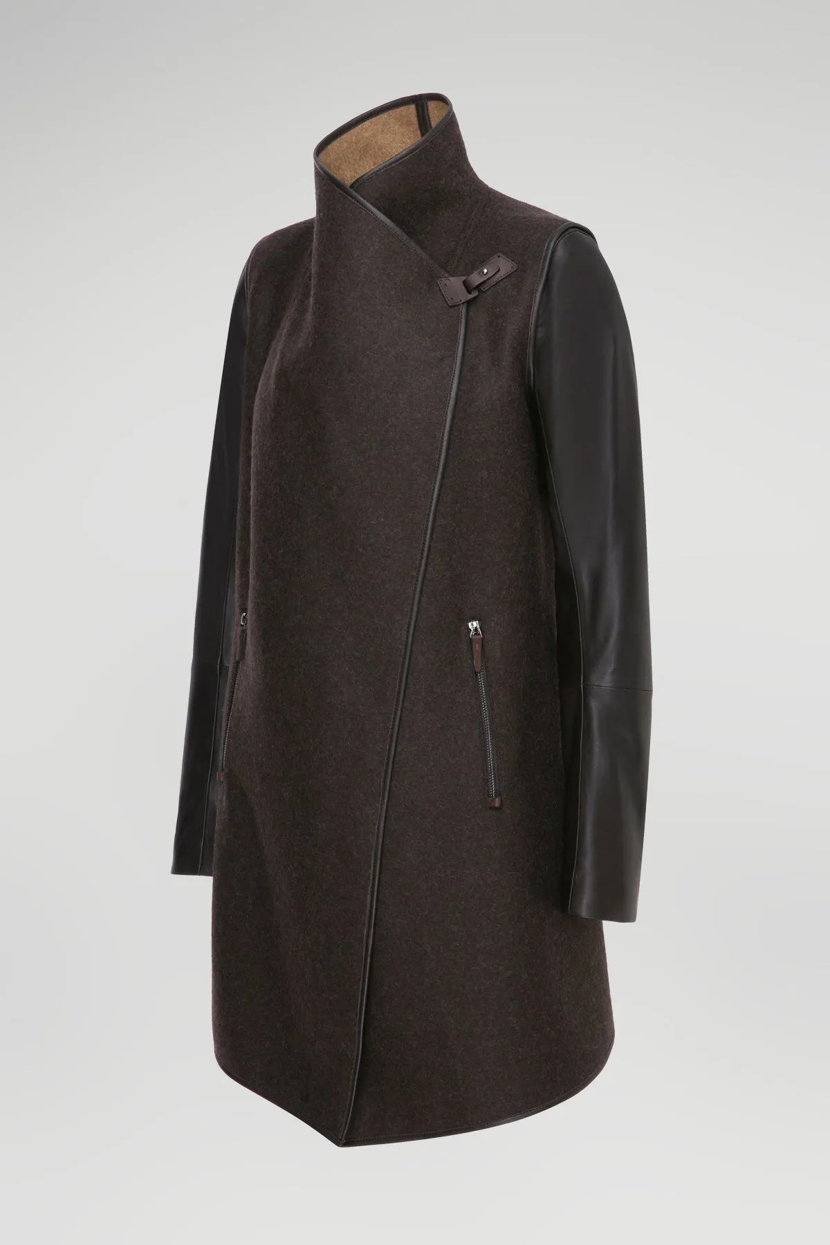 Brown Beige Wool Coat