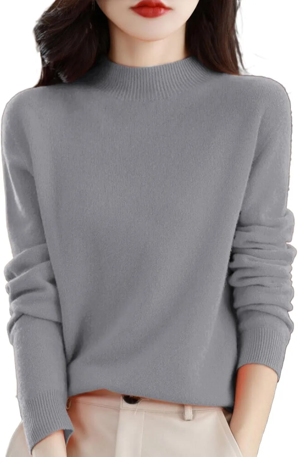 Cashmere Sweaters for Women Cashmere Crew Neck Long Sleeve Soft Pullover Cashmere Lightweight Cardigan Knit Sweater