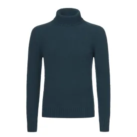 Cashmere Turtleneck Sweater in Teal Dark Blue