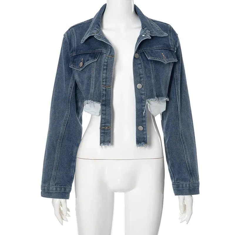 Charming Raw Edge Denim Jacket