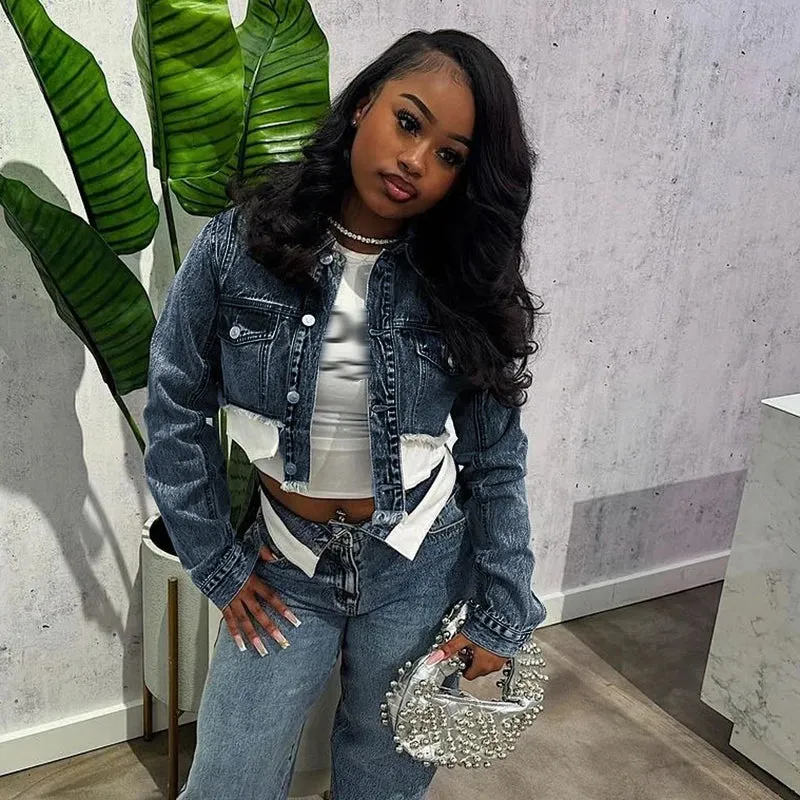 Charming Raw Edge Denim Jacket