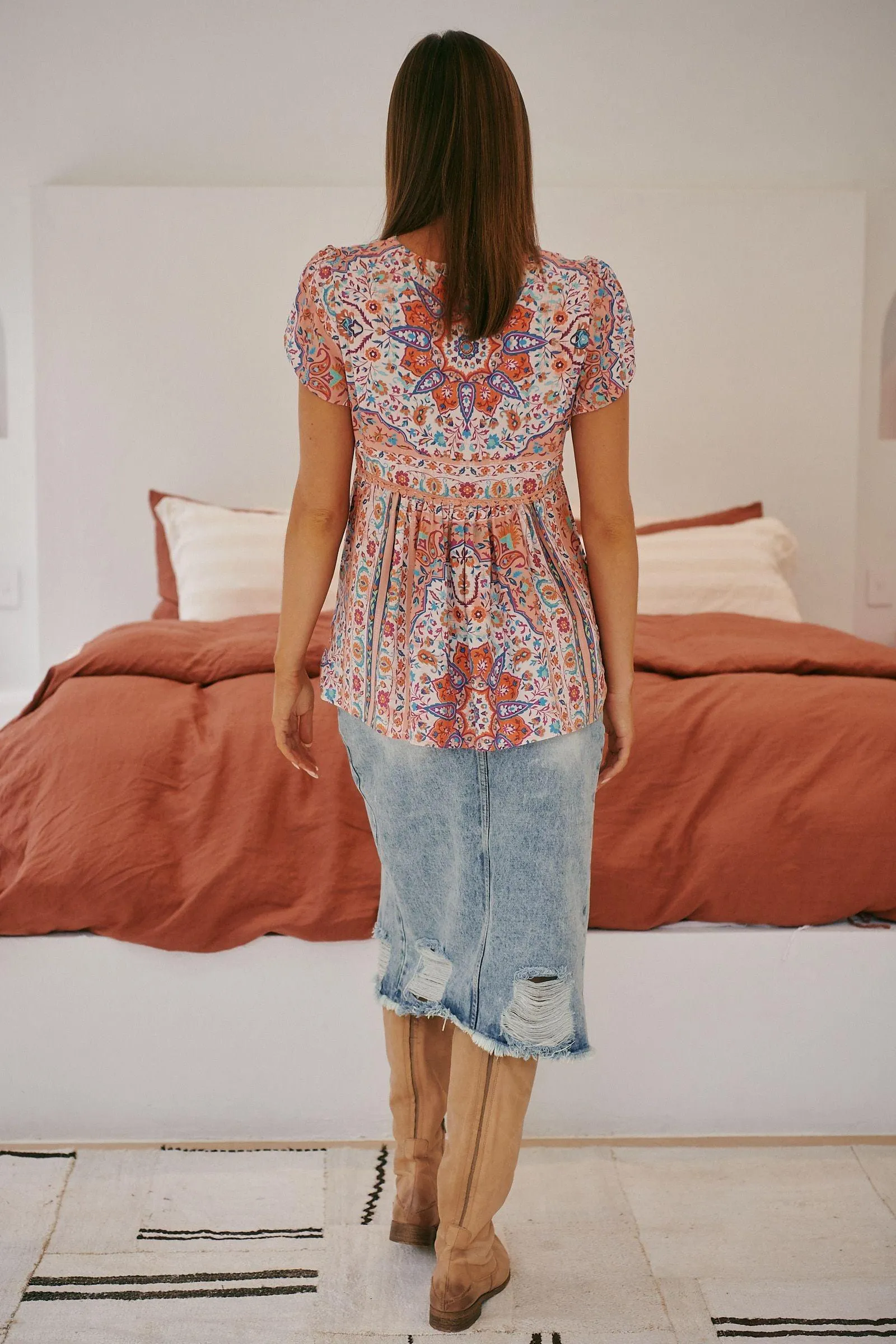 Clay Rose Print Ella Blouse