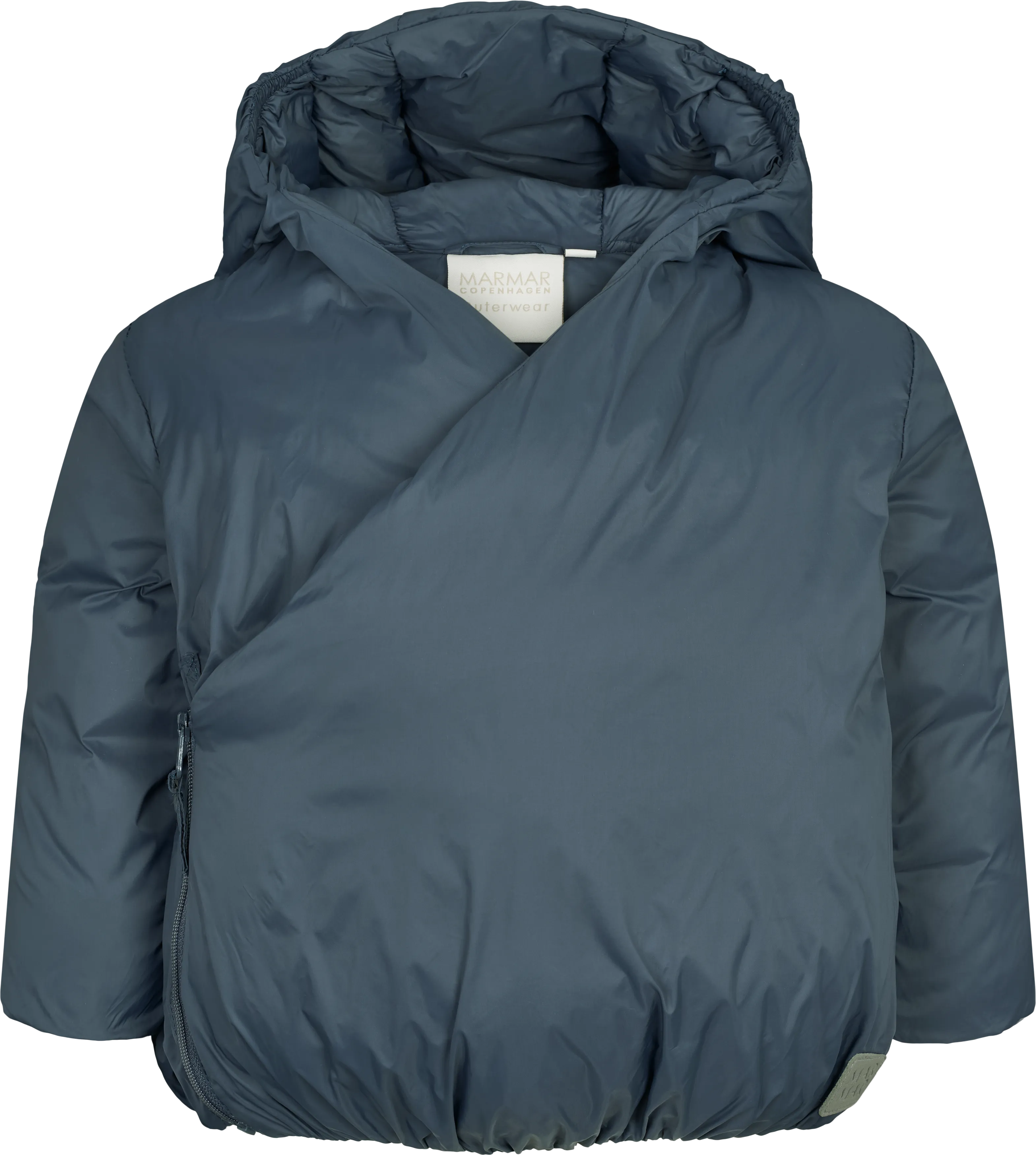 coat nylon side wrap with hood - shaded blue-0473