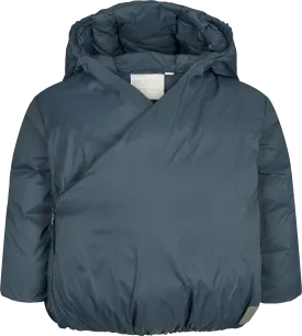coat nylon side wrap with hood - shaded blue-0473