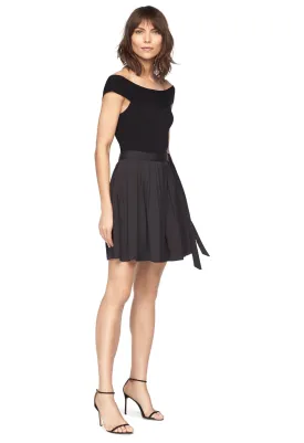 Cotton Stretch Poplin Wrap Mini Skirt