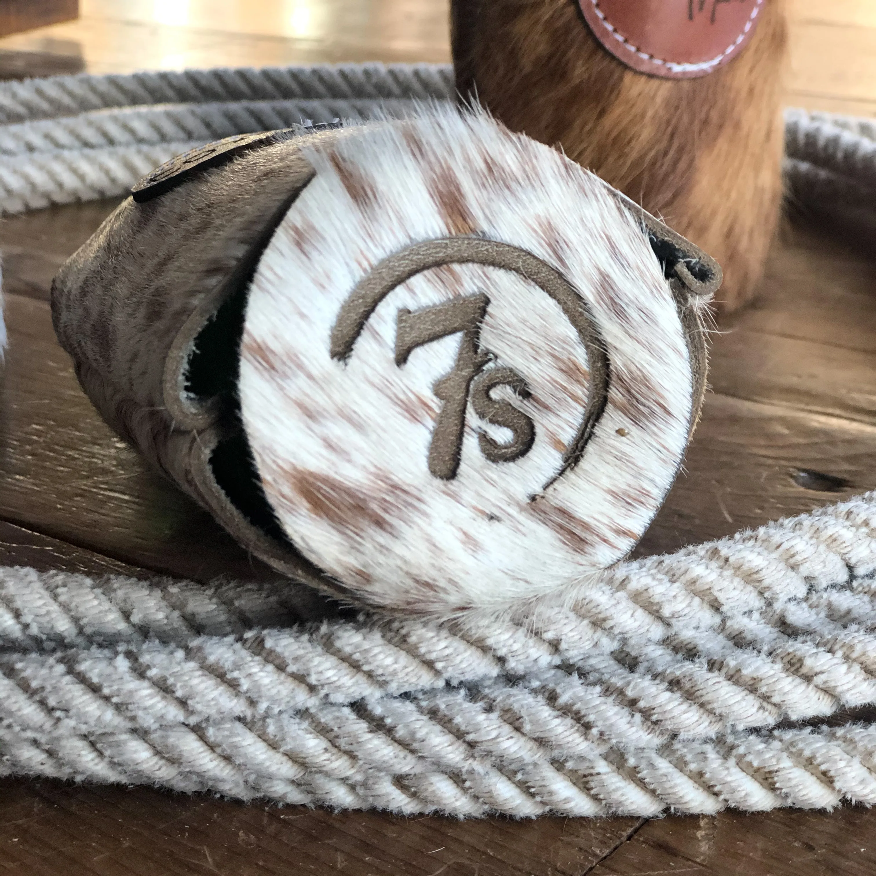 Cowboy Mama Cowhide Koozie