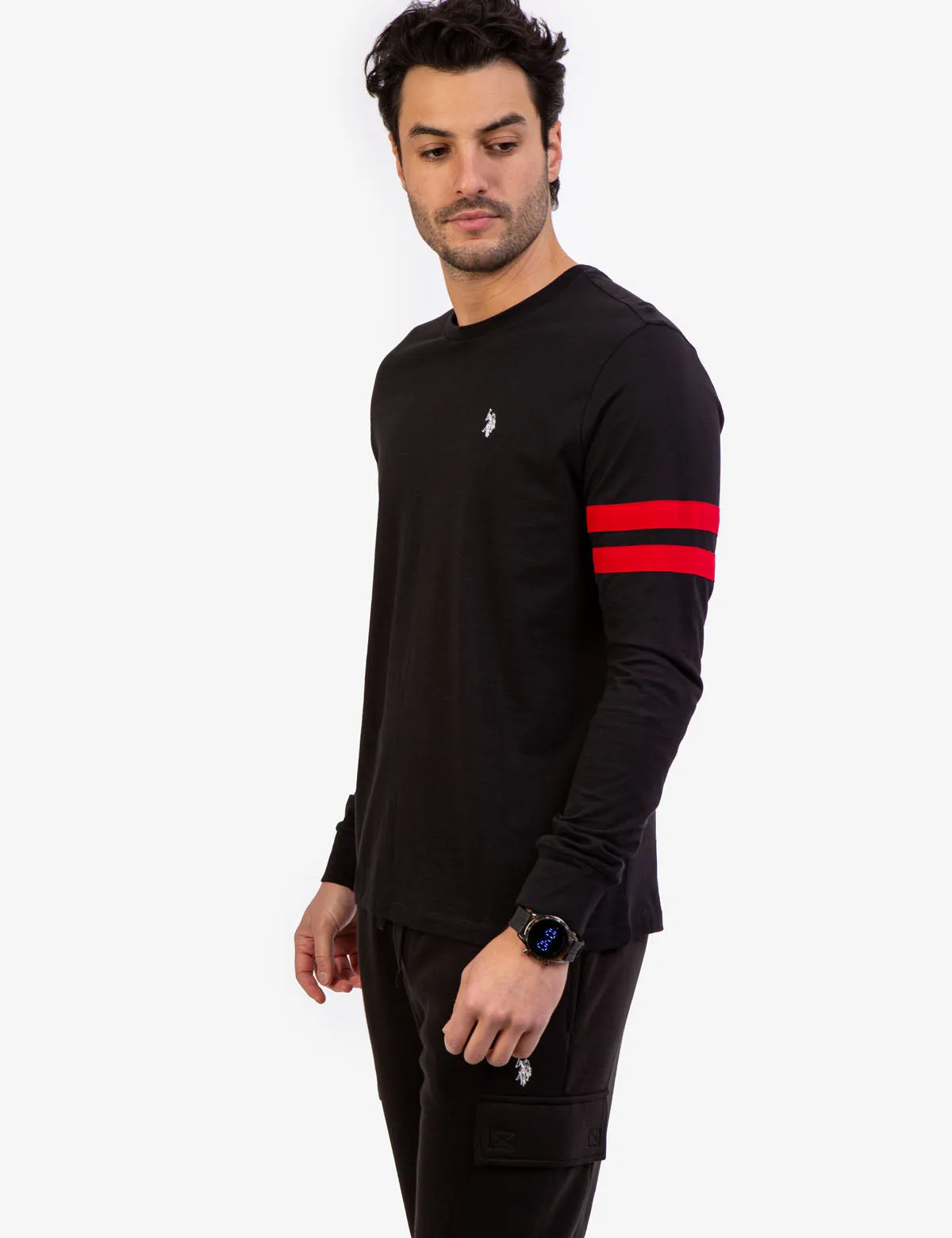 CREW NECK LONG SLEEVE LOGO T-SHIRT