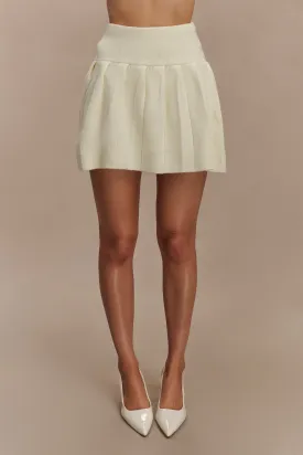 Dionne Pleated Knit Mini Skirt - Ivory Marle