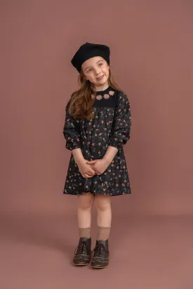 dress floral knit top empire - black