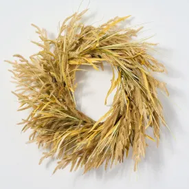 Dried-Look Wheat Grass & Neutral Tone Triticum Front Door Fall Wreath