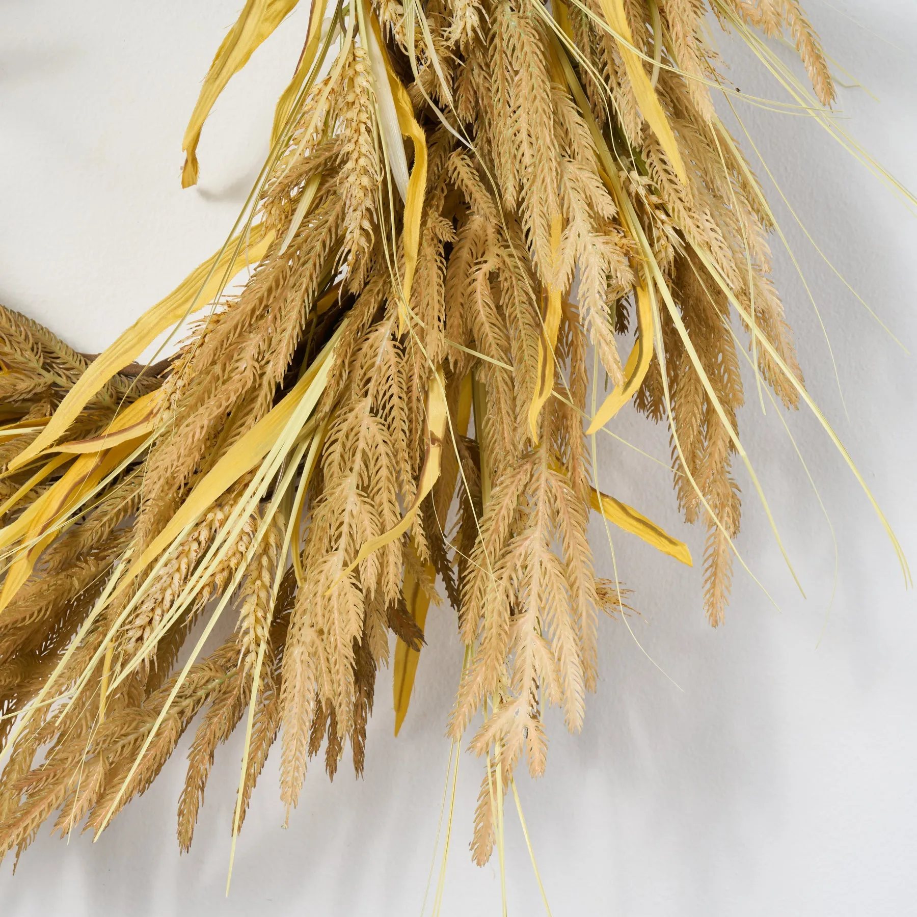Dried-Look Wheat Grass & Neutral Tone Triticum Front Door Fall Wreath