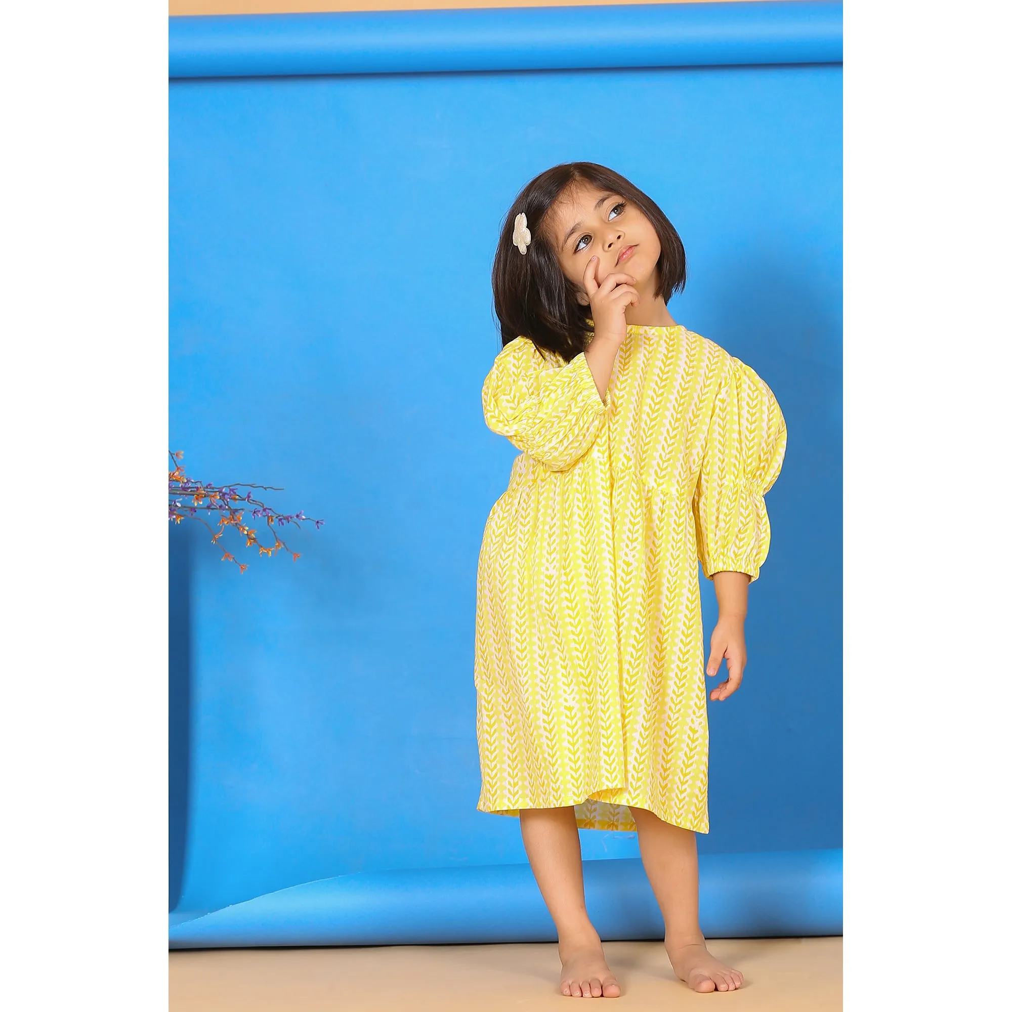 Floral Twines on Yellow Kids Dress