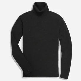 Elegant Charcoal Merino Wool French Cuff Turtleneck Sweater for Men