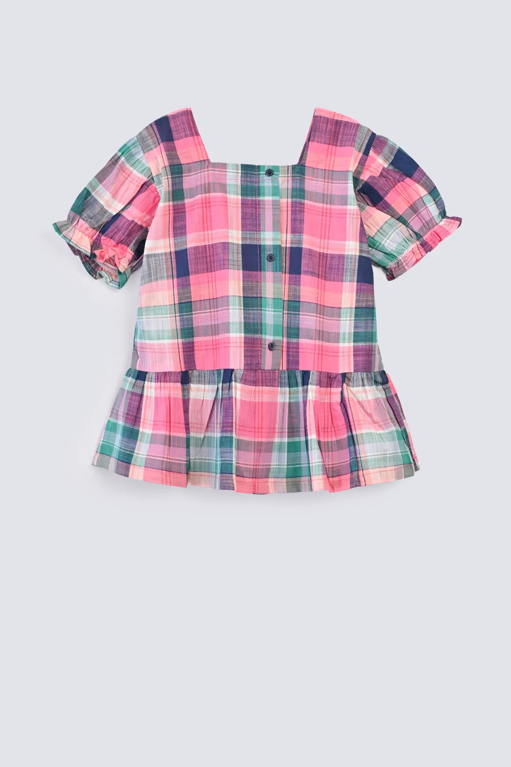 GIRLS CHECKED TOP WITH PLACKET