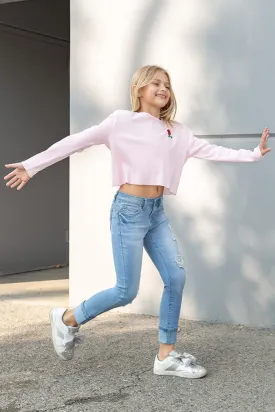 Girls WannaBettaFit Wide Cuff Denim Skinny Jeans