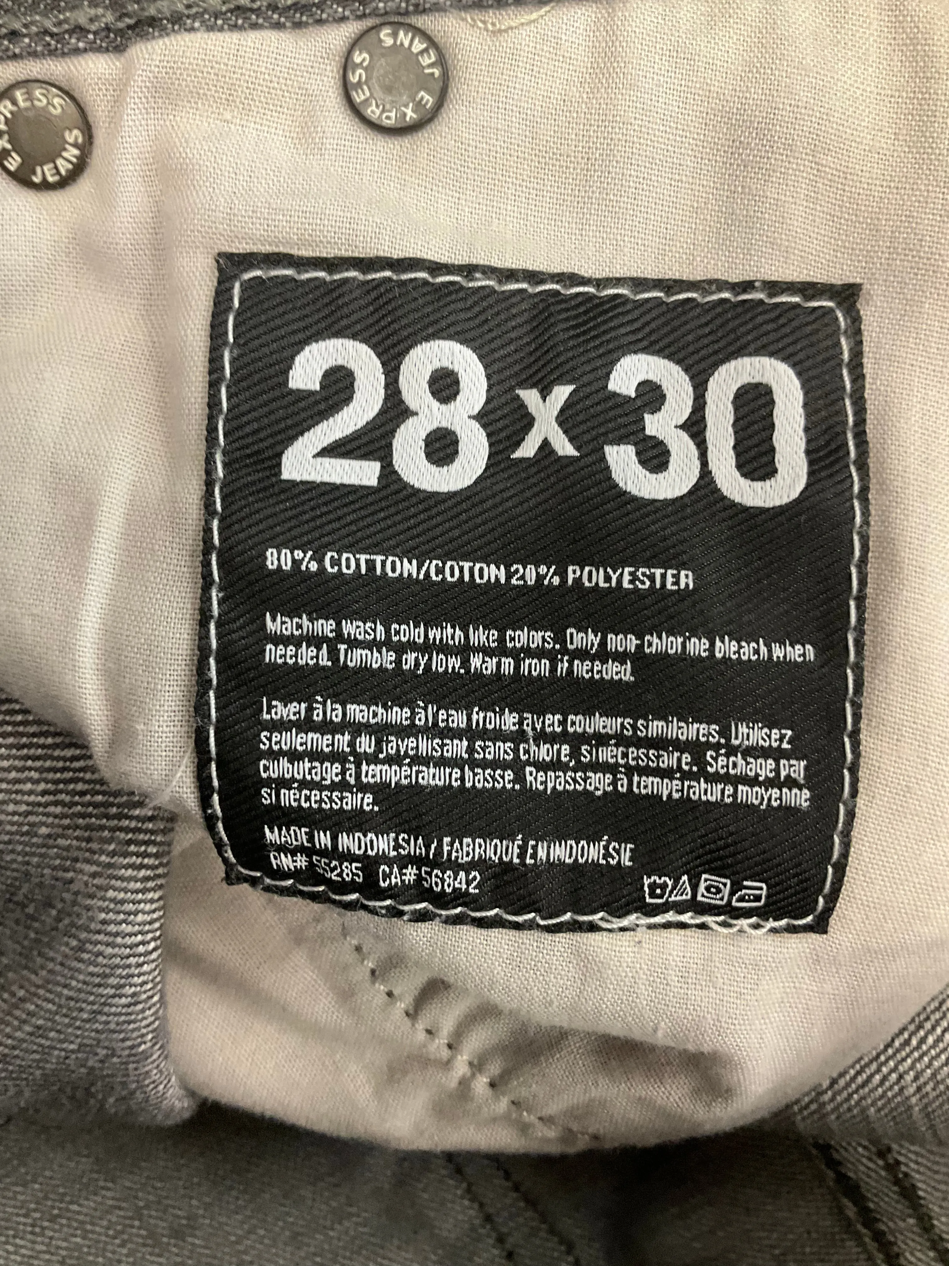 Grey Denim Jeans Skinny Express, Size 6