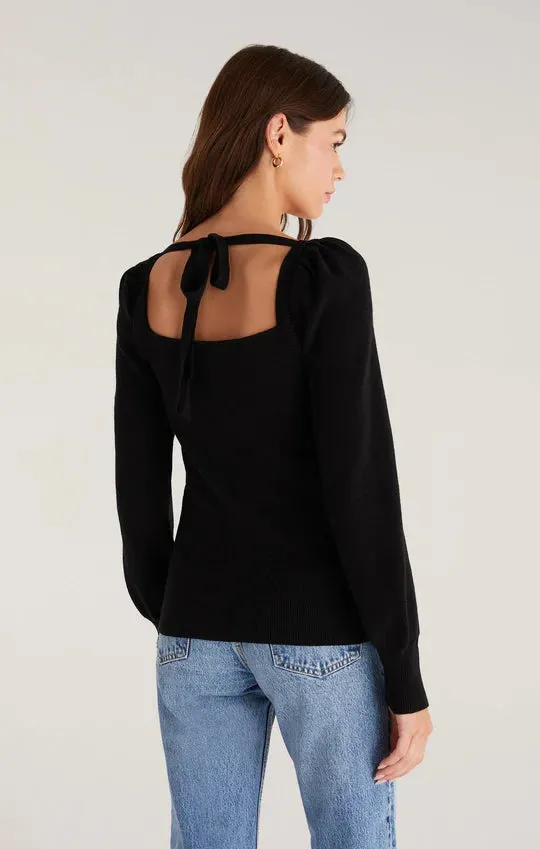 HADLEY SWEATER TIE TOP | SAND | BLACK