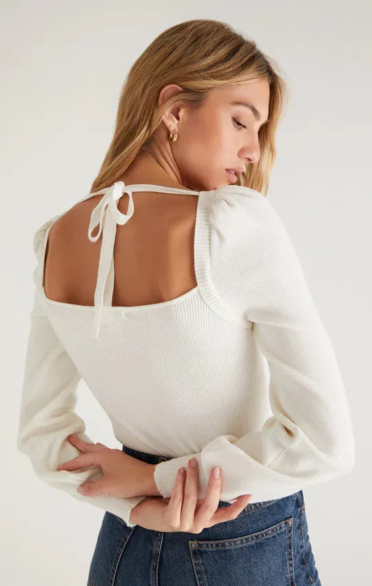 HADLEY SWEATER TIE TOP | SAND | BLACK