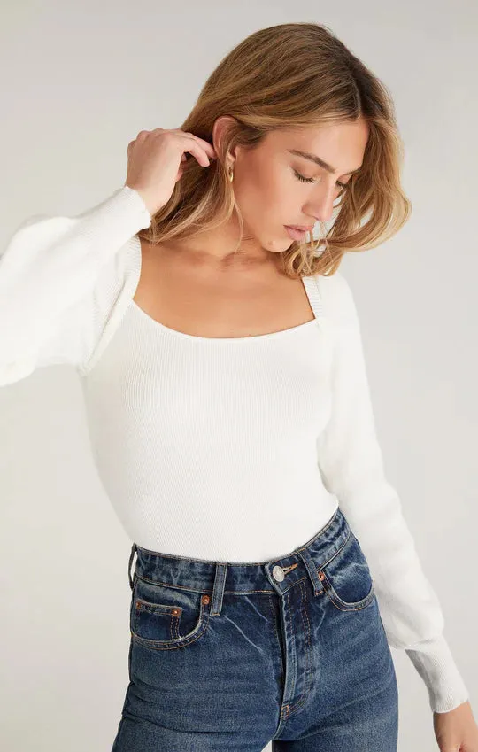HADLEY SWEATER TIE TOP | SAND | BLACK