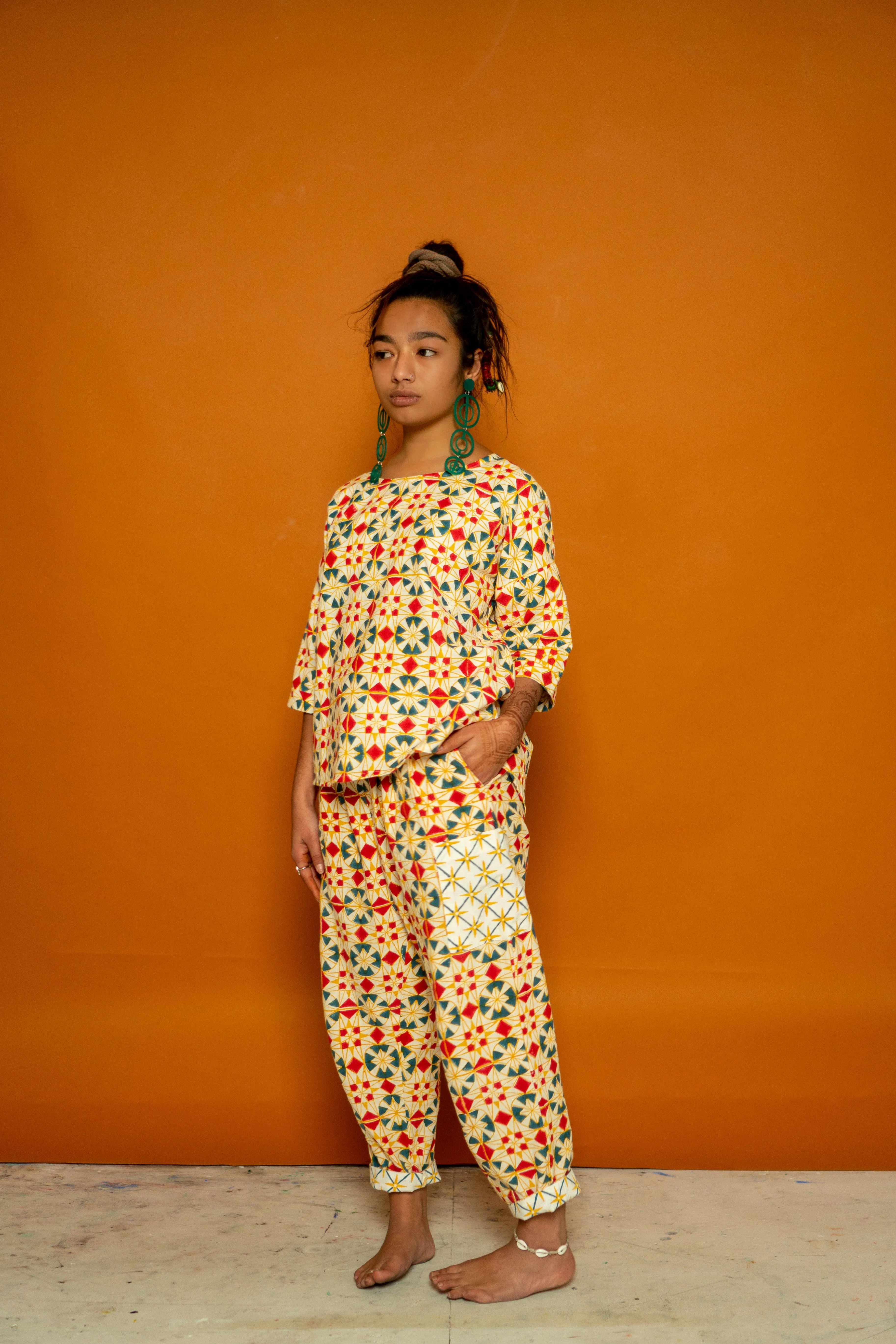 Half Sleeve Top - Parcheesi Print