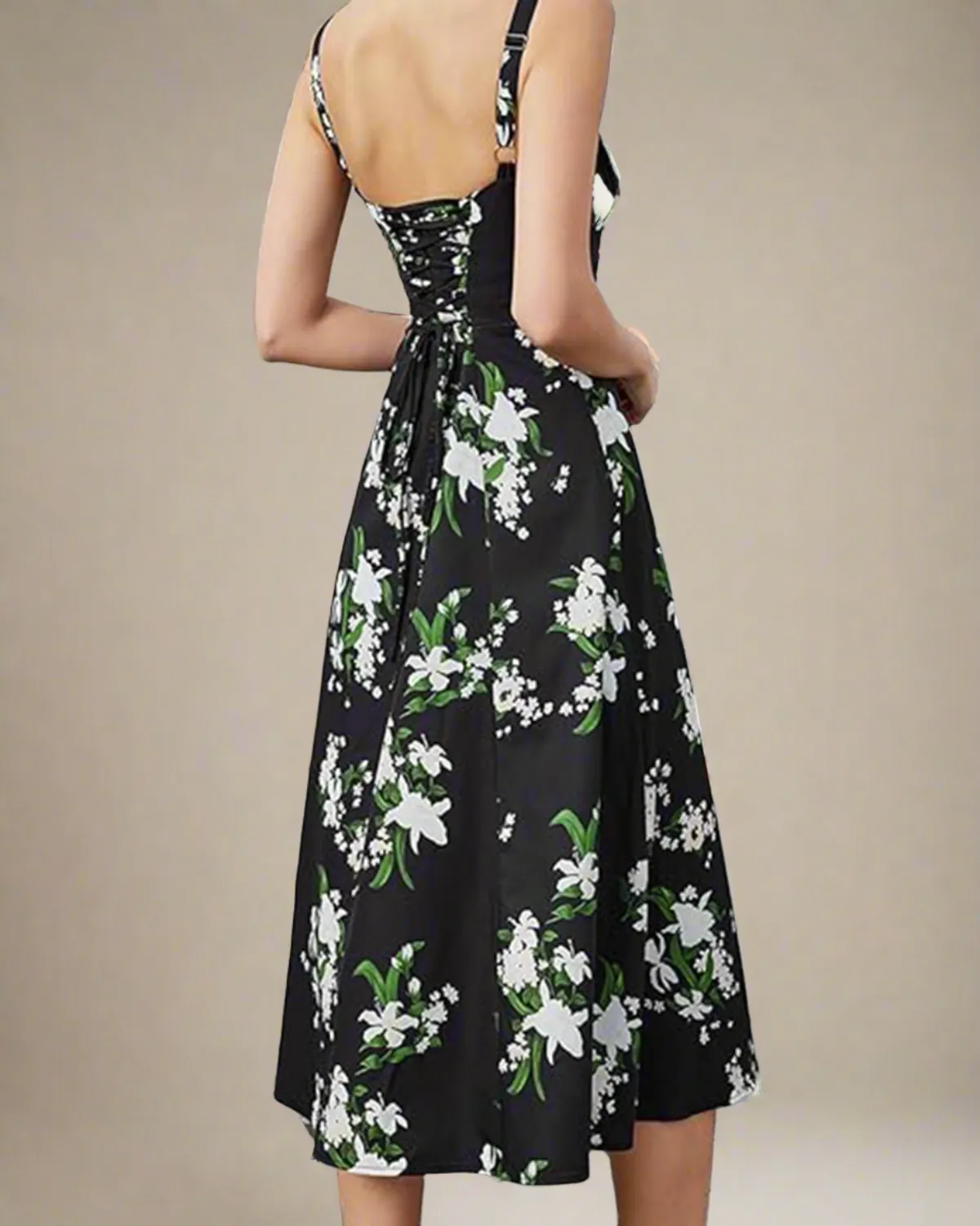 Heidi Black Floral Corset Summer Dress