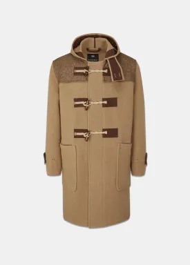 Contrast Herringbone Monty Coat in Camel Color