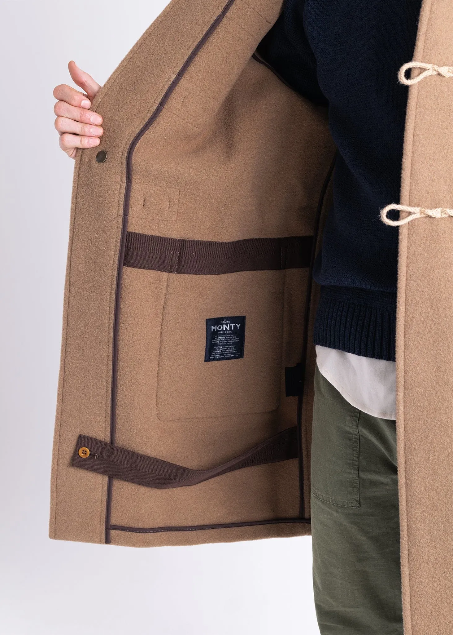 Contrast Herringbone Monty Coat in Camel Color